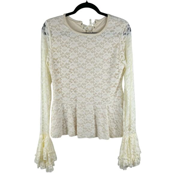 Burleska Betrothal Lace Bell Sleeve Top Ruffled Victorian Style Size L NWT - Picture 1 of 7